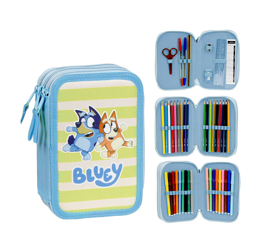 Bluey Triple Pencil Case met Inhoud