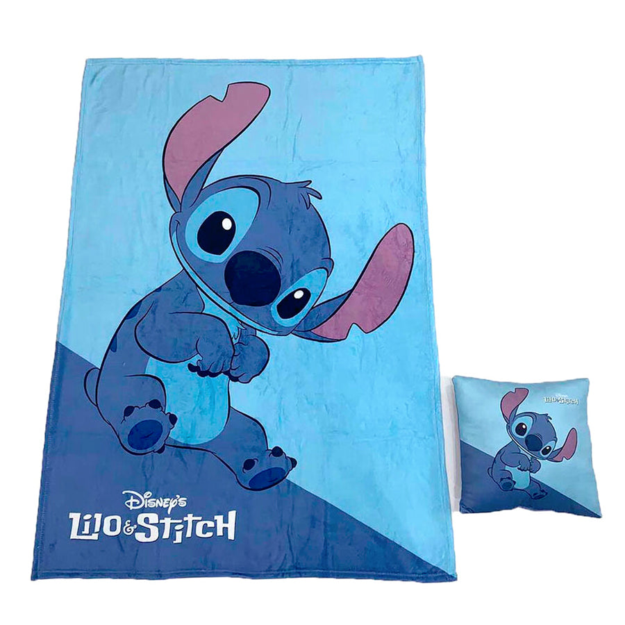 Disney Stitch Polar Blanket & Cushion Set