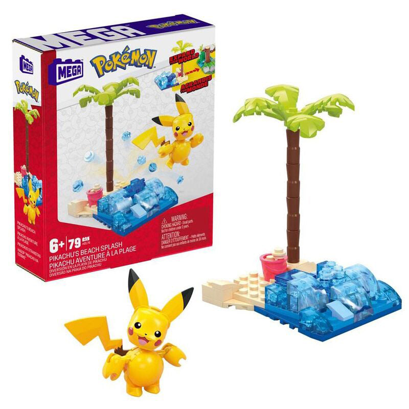 Pokemon Pikachu Beach Splash Mega Construx Construction Kit 79pcs