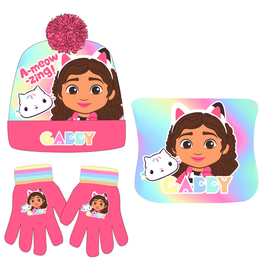 Gabby's Dollhouse Winter Set Snood Beanie Gloves