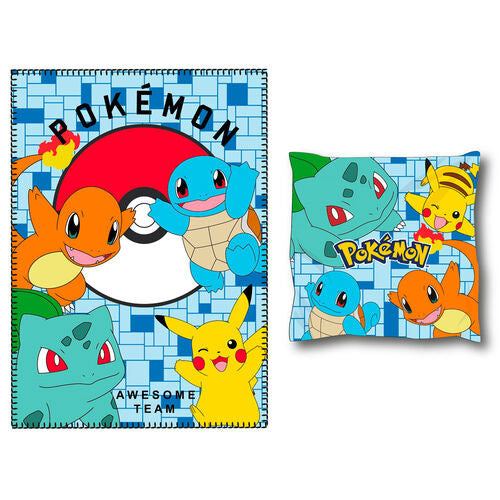 Pokemon Polar Blanket & Cushion Set - Awesome Team